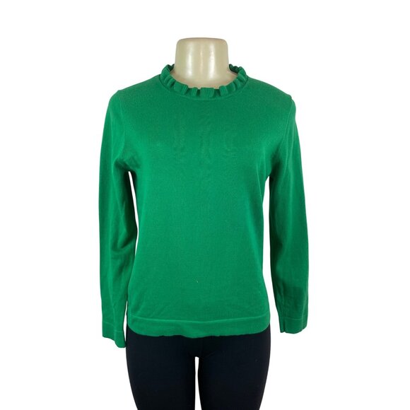 J. Crew Sweaters - J. Crew Womens Green Ruffled Neck Long Sleeves Sweater Size S - New